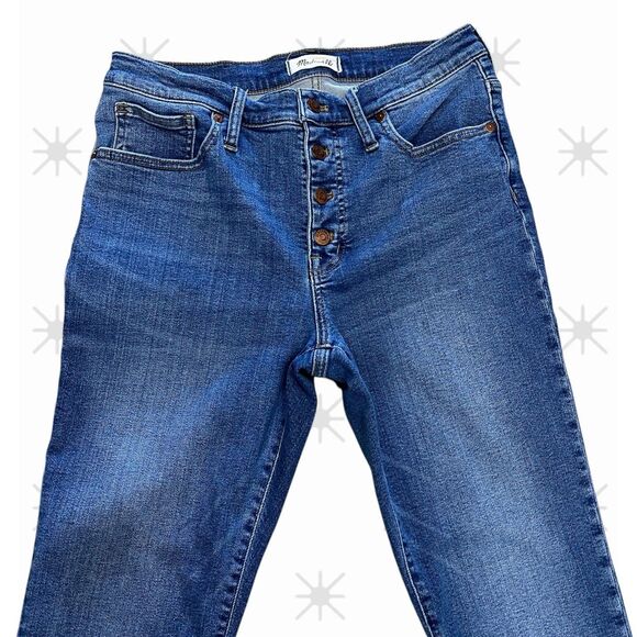 Madewell 9" Mid-Rise Skinny Crop Jeans Button Front Tencel Denim Edition Size 30 - Picture 2 of 13